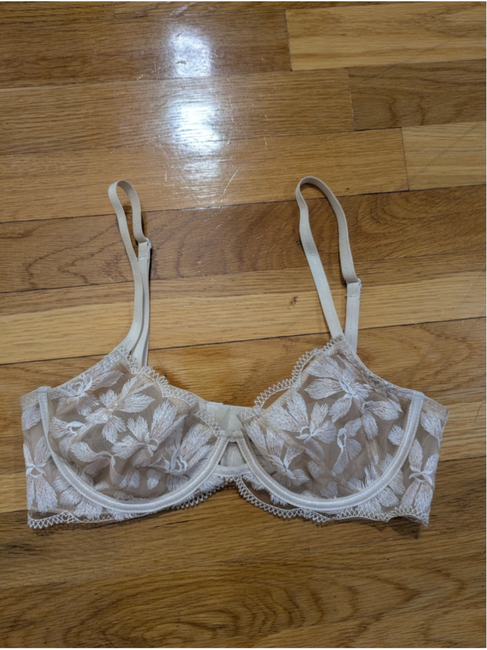 Free People Intimately Daniella Nude Floral Lace Bra 32C - Picture 3 of 7